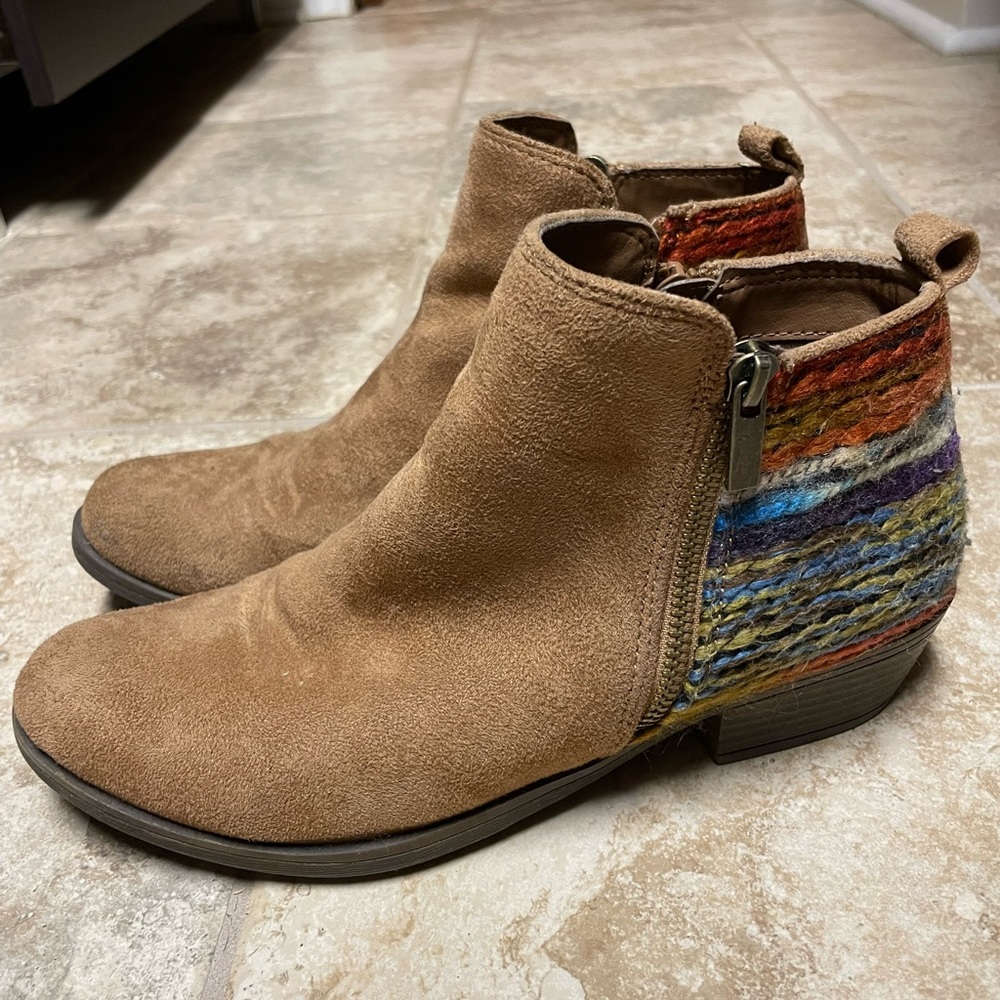 Sonoma Brown Ankle Booties with Southwestern Knit Accent